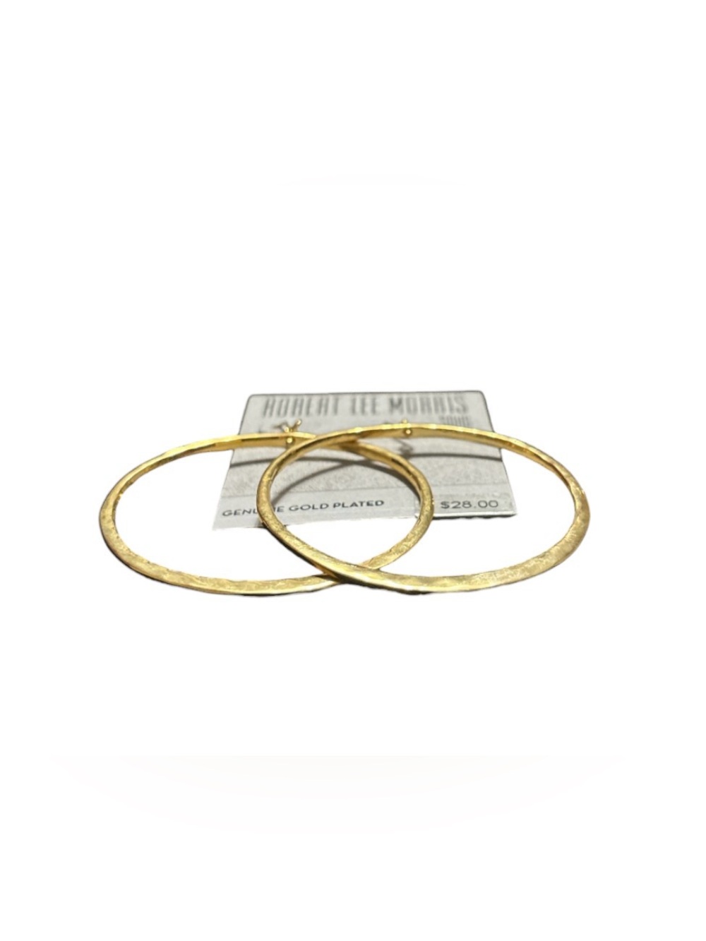 Robert Lee Morris Soho Gold Plated Hammered Hoop Earrings - Picture 4 of 5